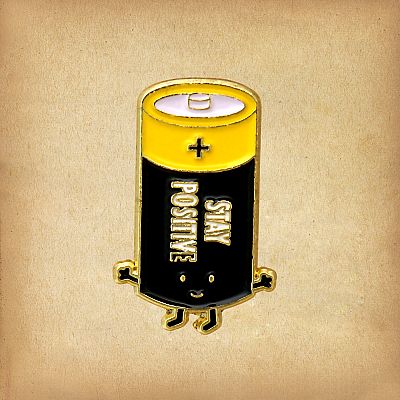 "Stay Positive" Battery Enamel Pin - *Clearance* - PIN-X184 picture