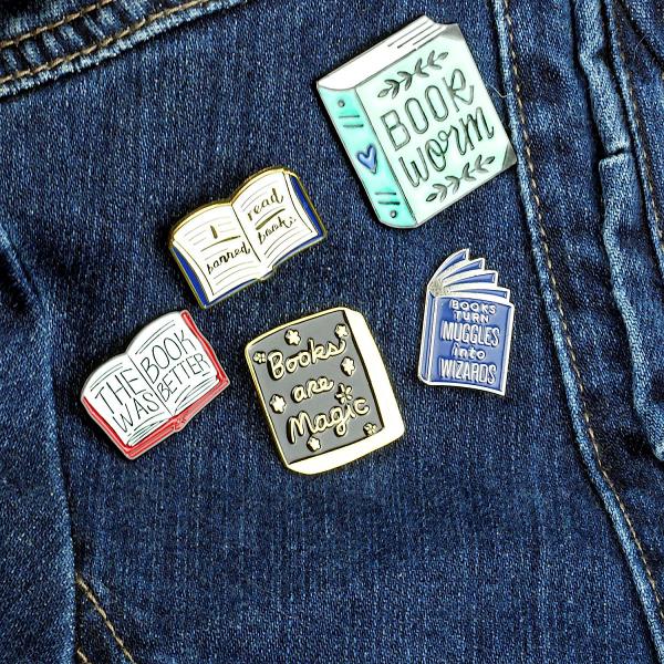 "Book Worm" Enamel Pin - PIN-068 picture