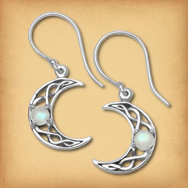 Silver Crystal Moon Earrings - ESS-G270 picture