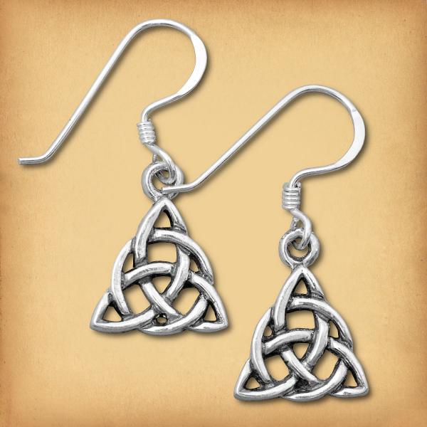 Silver Triquetra Dangle Earrings - ESS-498 picture