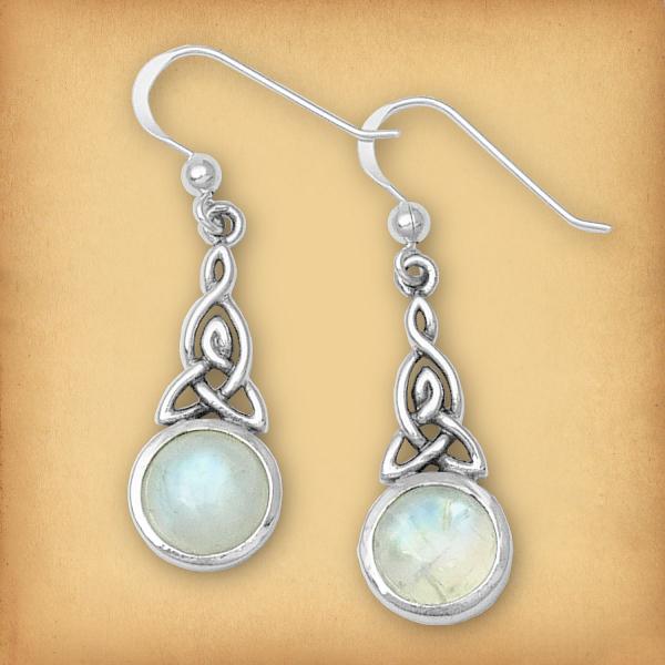 Silver Celtic Moonstone Earrings - ESS-306