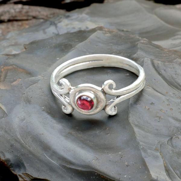 Silver Garnet Scroll Ring - RSS-577 picture