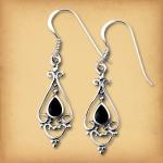 Silver Filigree Onyx Earrings - ESS-515