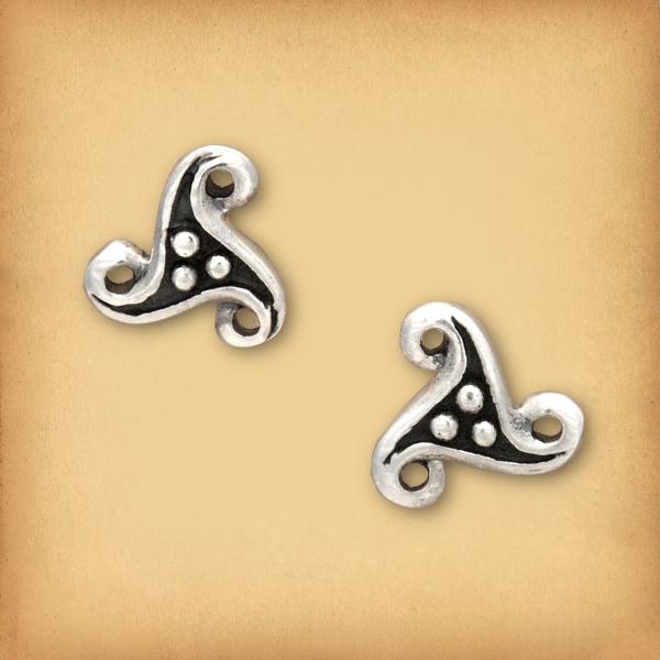 Silver Dotted Triskele Stud Earrings - ESS-257