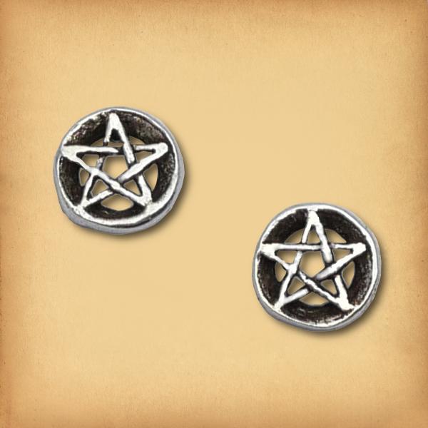 Silver Pentacle Stud Earrings - ESS-015