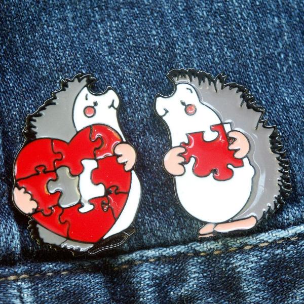 Hedgehog Puzzle Enamel Pin - PIN-090 picture