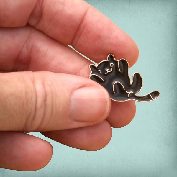 Belly Up Black Cat Enamel Pin - PIN-094 picture