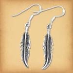Silver Feather Dangle Earrings - ESS-9703