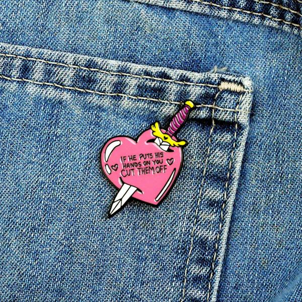 "Hands Off" Enamel Pin - PIN-138 picture