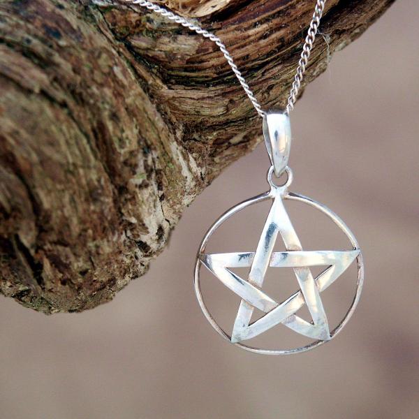Silver Domed Pentacle Pendant - PSS-G290 picture
