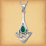Silver Celtic Dewdrop Pendant w/Agate - PSS-601