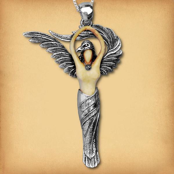 Small Silver Raven Goddess Pendant - PSS-G120S picture