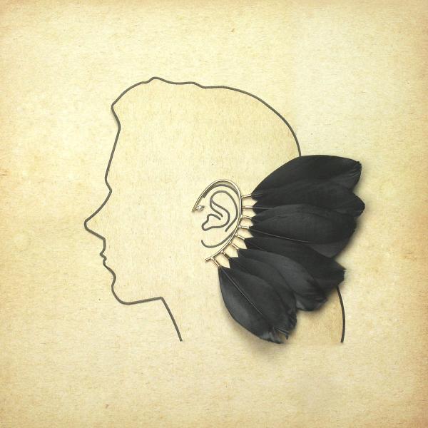 Black Feather Wire Ear Cuff - FTH-E11 picture