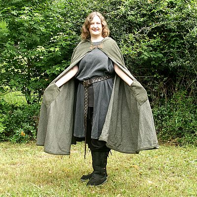 Mossy Green Full Circle Cloak with Pixie Hood and Pockets - CLK-116 picture
