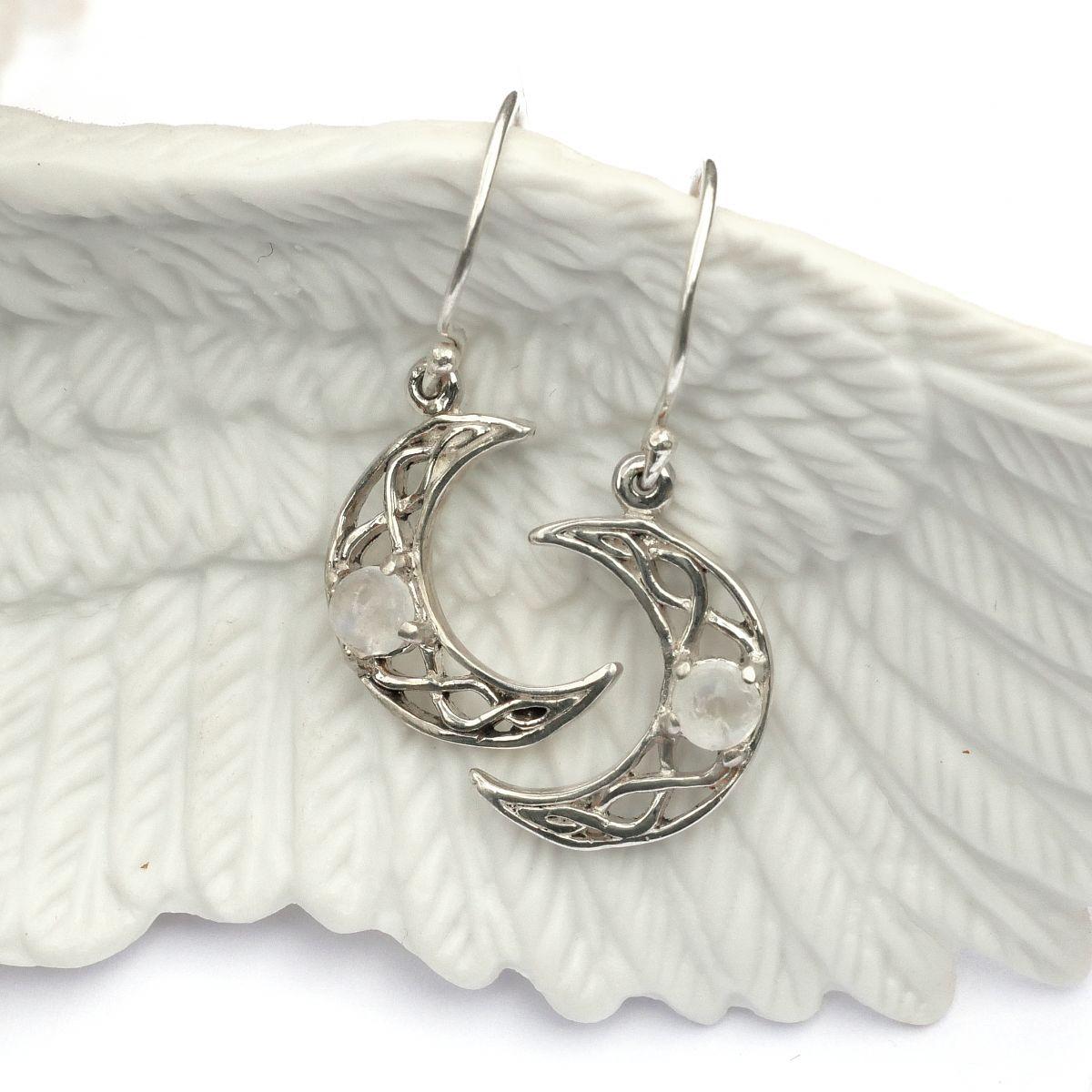 Silver Crystal Moon Earrings - ESS-G270 picture