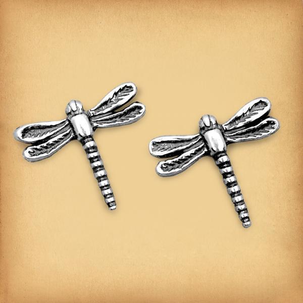 Silver Dragonfly Stud Earrings - ESS-1589 picture