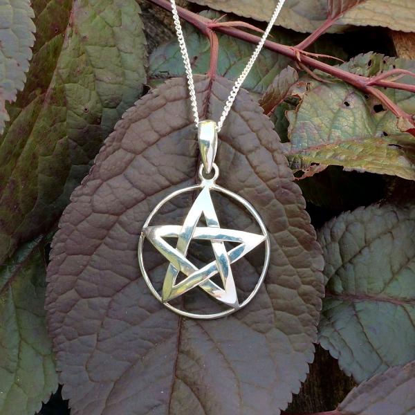 Silver Domed Pentacle Pendant - PSS-G290 picture