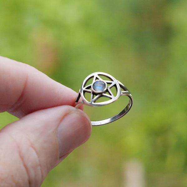 Silver Labradorite Pentacle Ring - RSS-5LB picture