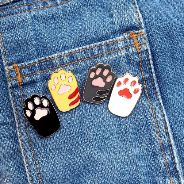 White Cat's Paw Enamel Pin - PIN-120 picture