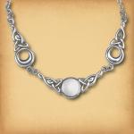 Silver Magical Moon Necklace - White Moonstone - NEC-306-W