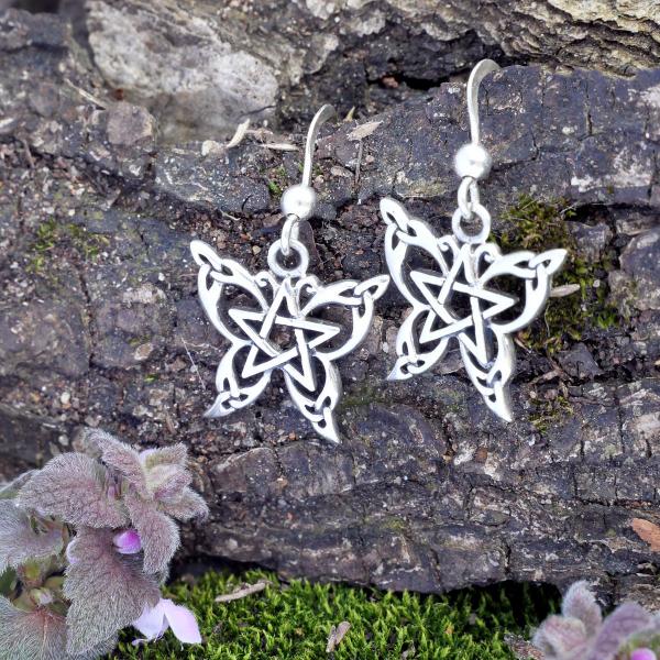 Silver Celtic Butterfly Earrings - ESS-336 picture