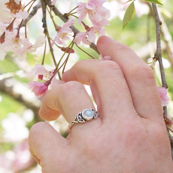 Silver Moonstone Celtic Ring - RSS-306 picture