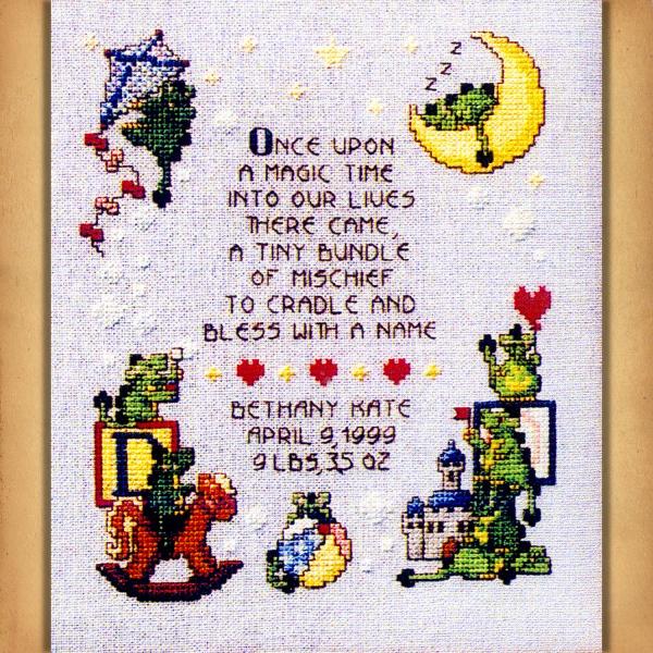 Dragonlet's Birth Sampler Cross Stitch Pattern - SDD-037 picture