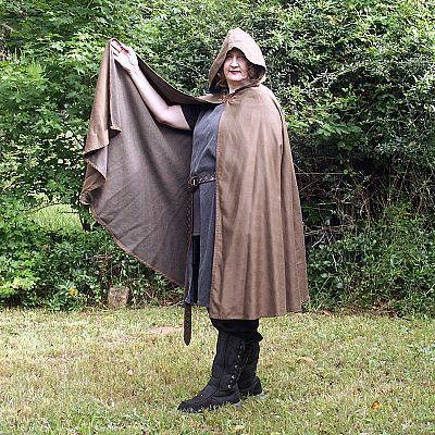 Brown Half Circle Cloak with Hood - CLK-122 picture