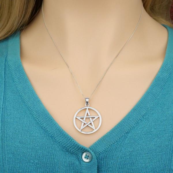 Silver Large Pentacle Pendant - *Clearance* - PSS-440 picture