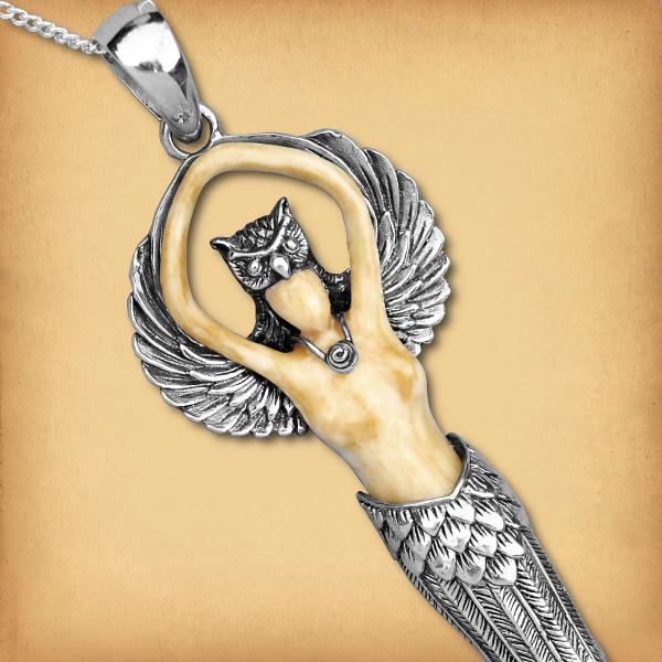 Small Silver Owl Goddess Pendant - PSS-G130S