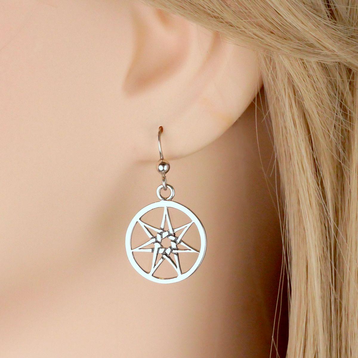 Silver Fairy Star Earrings - ESS-430 picture