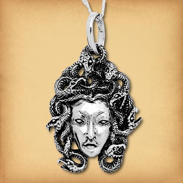 Silver Medusa Pendant - PSS-G370