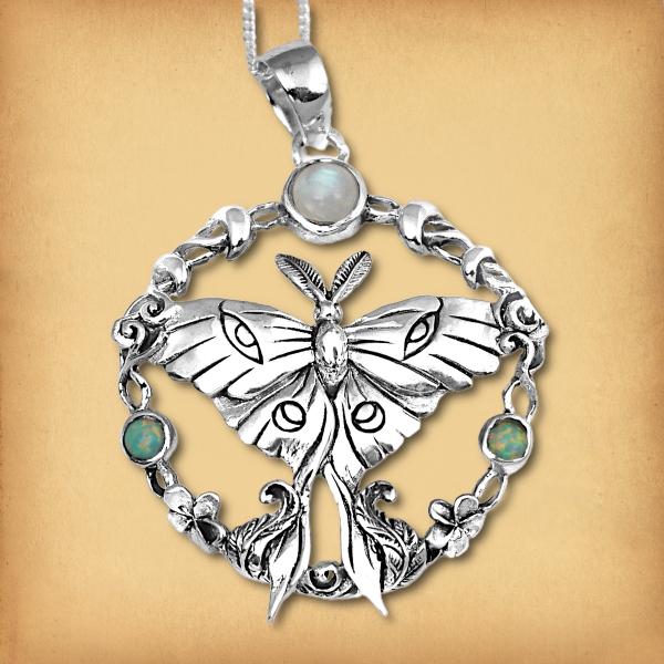 Silver Luna Moth Pendant - PSS-G330