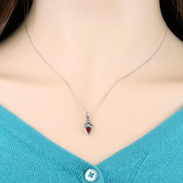 Silver Garnet Trinity Knot Pendant - PSS-346 picture