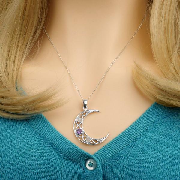 Silver Crystal Moon Pendant - PSS-G270 picture