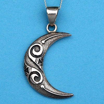 Silver Tribal Moon Pendant - PSS-116 picture