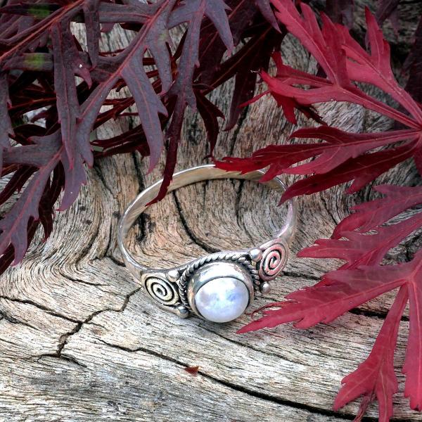 Silver Moonstone Spirals Ring - RSS-516 picture