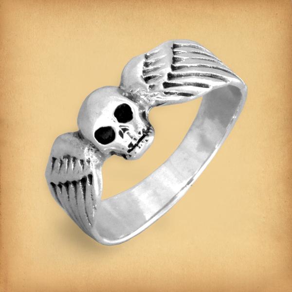 Silver Winged Skull Ring - RSS-248