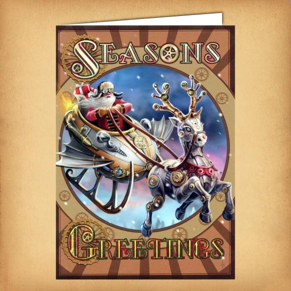 Steampunk Santa Yule Card - CRD-AN56