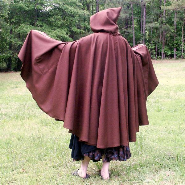 Full Circle Brown Cloak with Hood, Pockets and Trim - CLK-107 picture