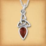 Silver Garnet Trinity Knot Pendant - PSS-346