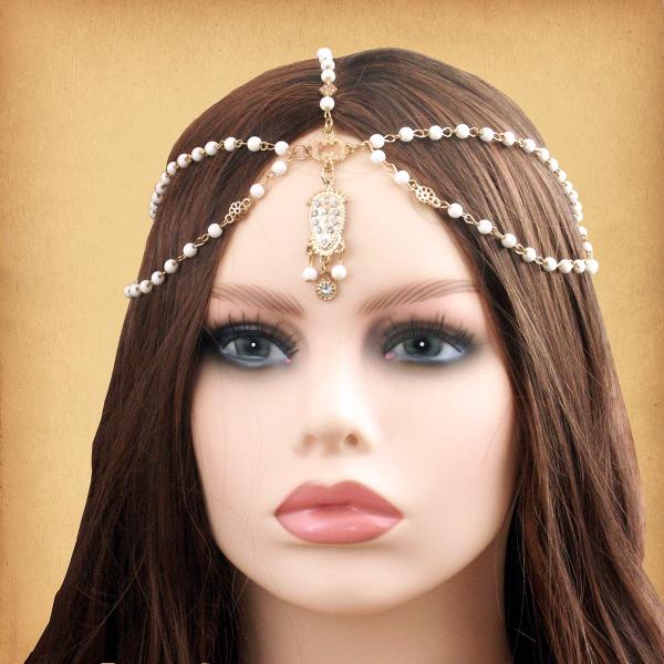 Faux Ivory Beaded Fantasy Headpiece - TIK-A100 picture