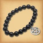 Black Agate Pentacle Charm Bracelet - BRC-110
