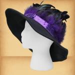 Purple Feathered Witch Hat - HAT-101