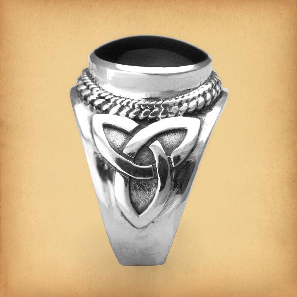 Silver Celtic Onyx Men's Ring - RSS-531 picture