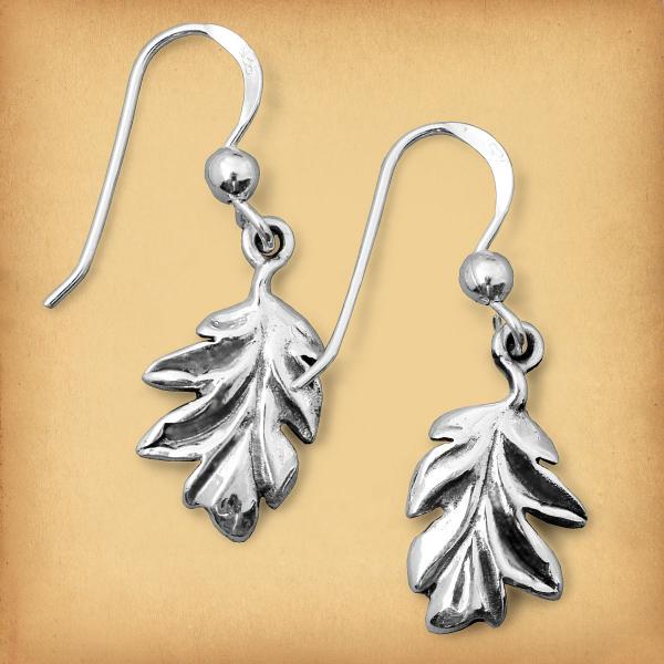 Silver Oak Leaf Earrings - ESS-132