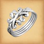 Silver Crossed Hearts Puzzle Ring - RSS-554