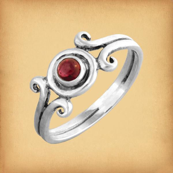 Silver Garnet Scroll Ring - RSS-577 picture