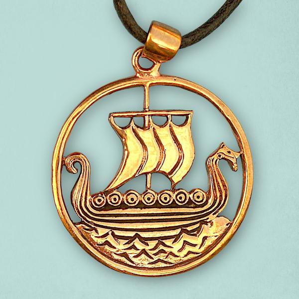 Bronze Viking Ship Pendant - *Clearance* - PBZ-299 picture