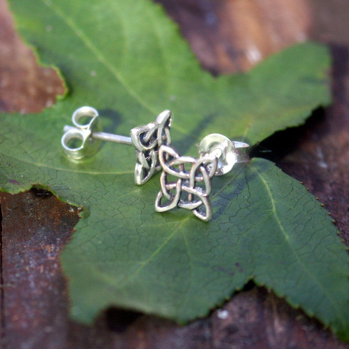 Silver Celtic Knot Stud Earrings - ESS-269 picture